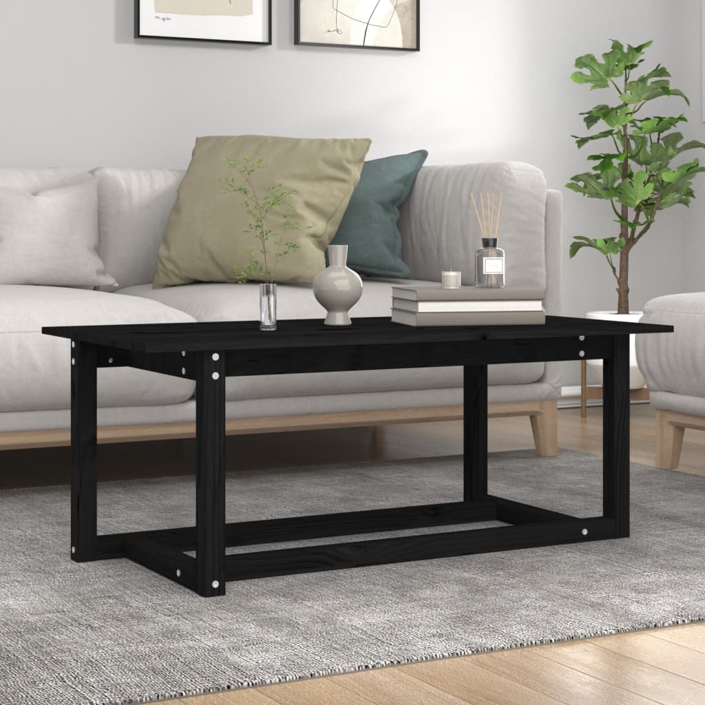 vidaXL Stolik kawowy, czarny, 110x55x45 cm, lite drewno sosnowe