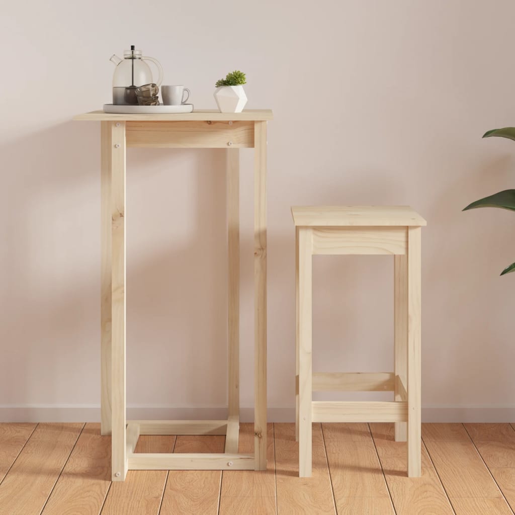 vidaXL Stolik barowy, 60x60x110 cm, lite drewno sosnowe