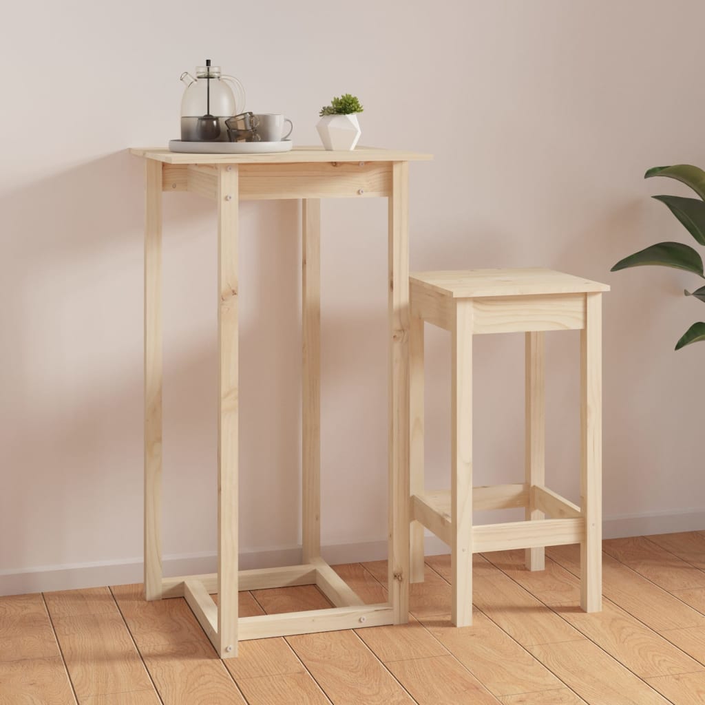 vidaXL Stolik barowy, 60x60x110 cm, lite drewno sosnowe