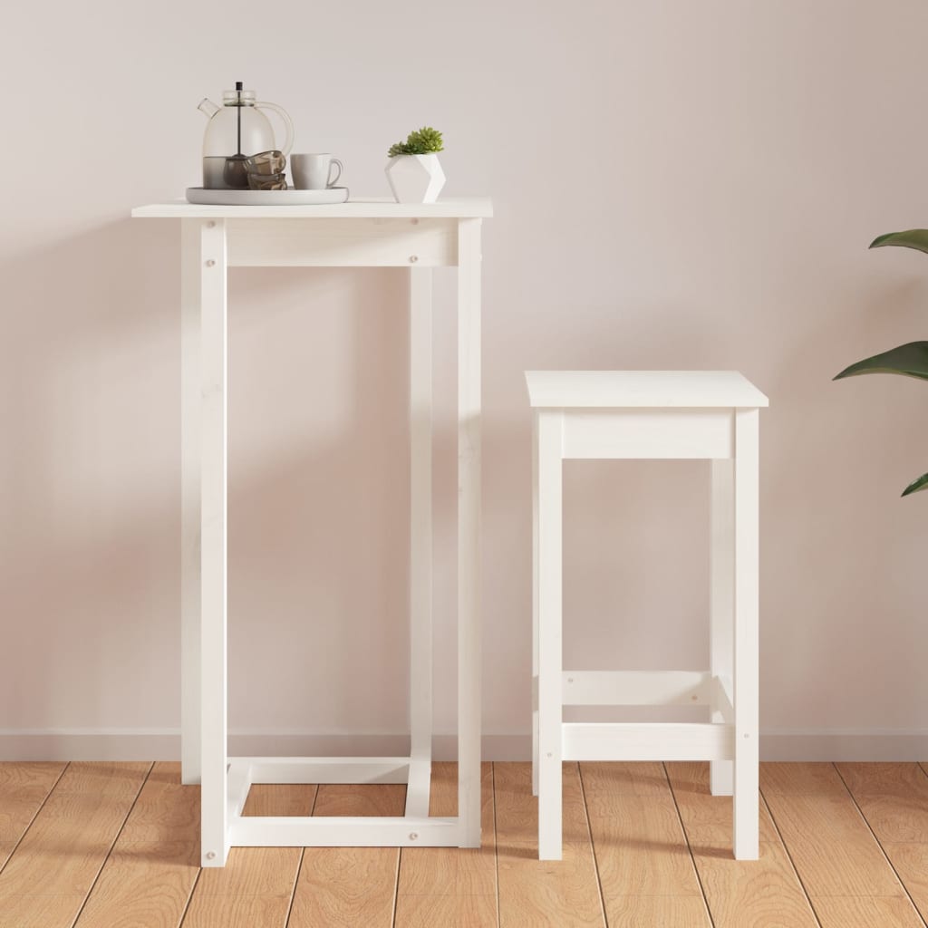 vidaXL Stolik barowy, biały, 60x60x110 cm, lite drewno sosnowe