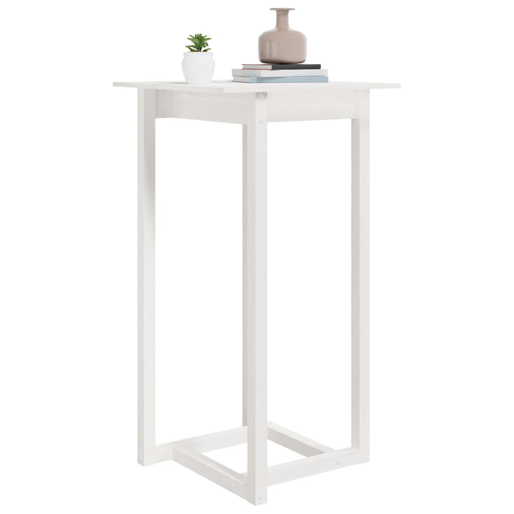 vidaXL Stolik barowy, biały, 60x60x110 cm, lite drewno sosnowe