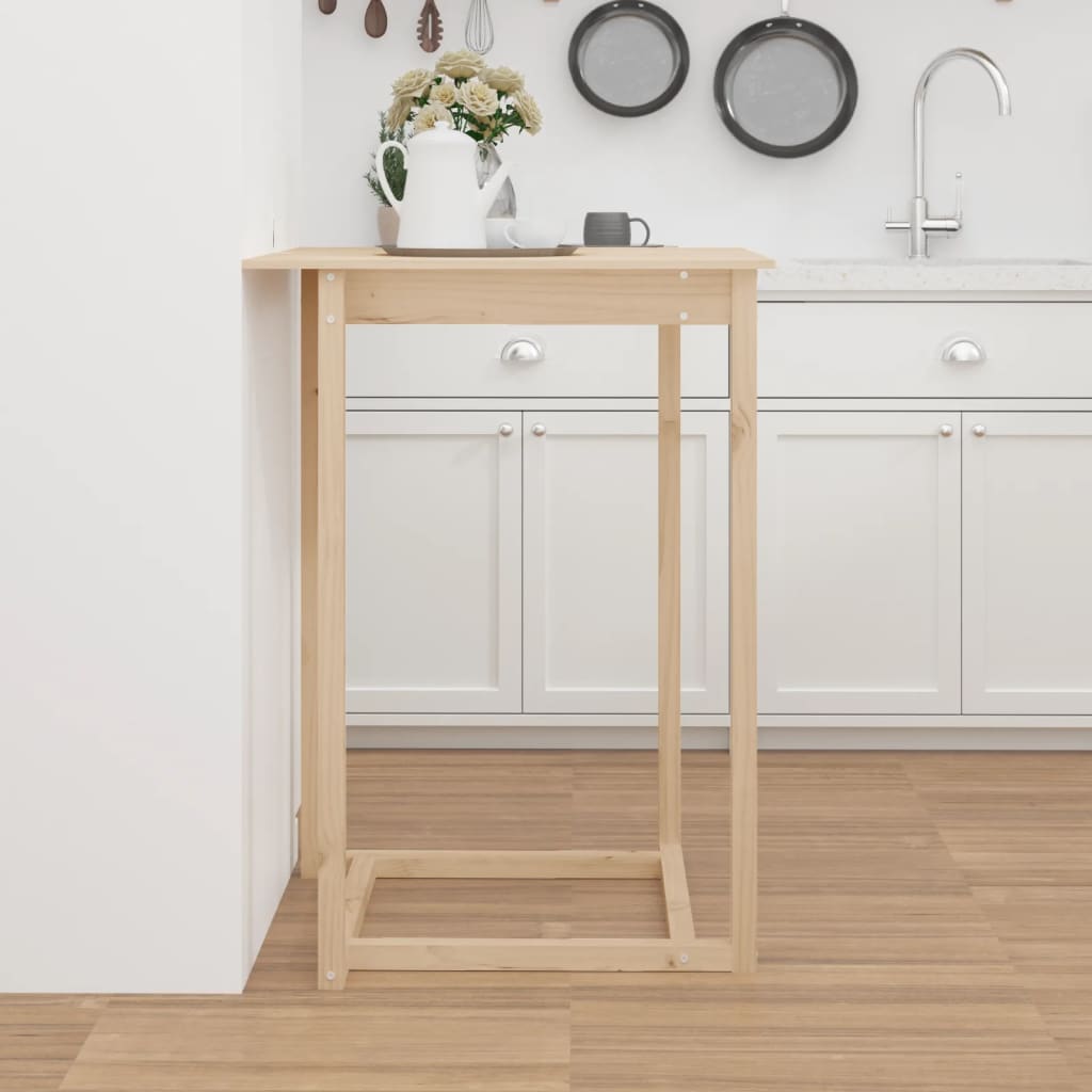 vidaXL Stolik barowy, 80x80x110 cm, lite drewno sosnowe
