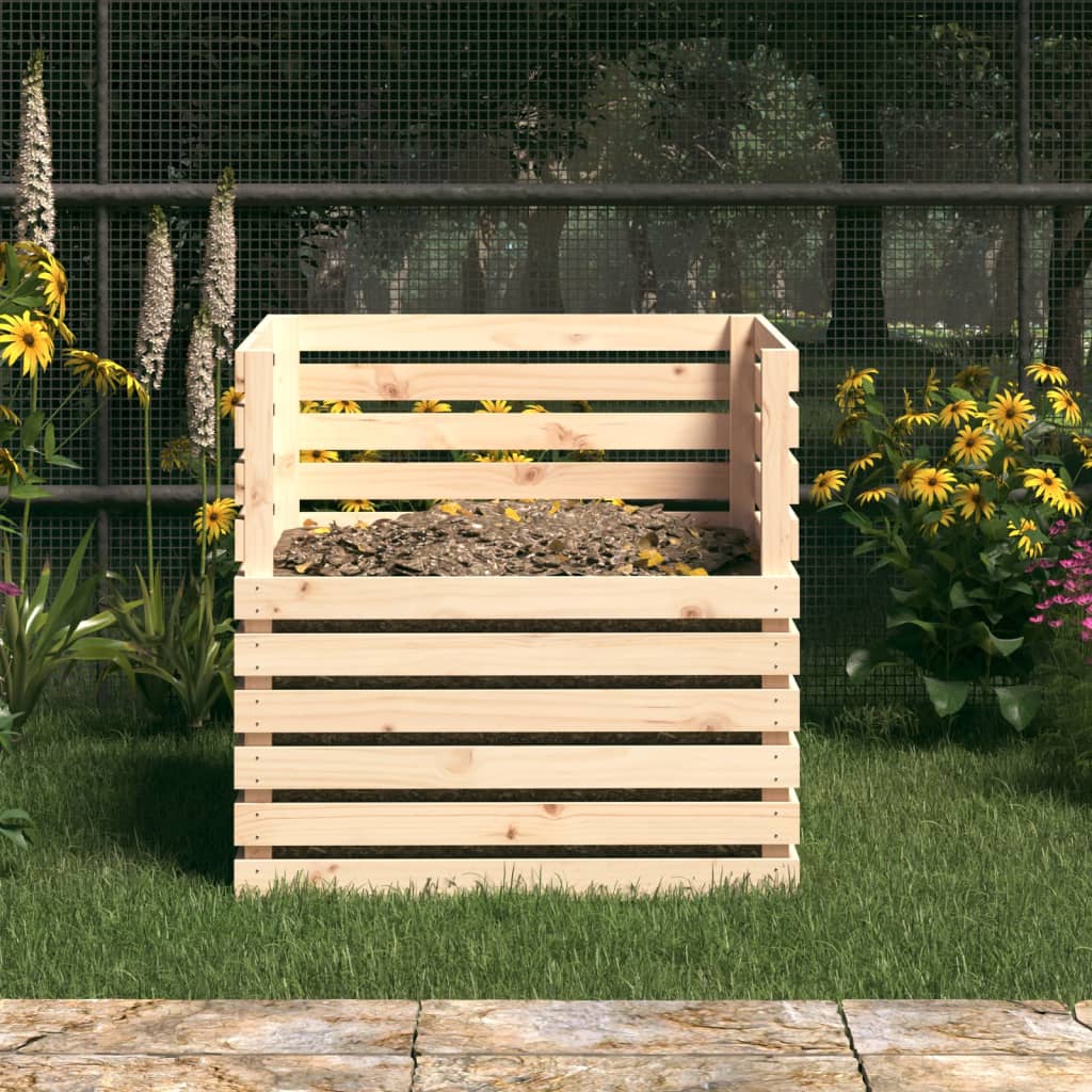 vidaXL Kompostownik, 80x80x78 cm, lite drewno sosnowe