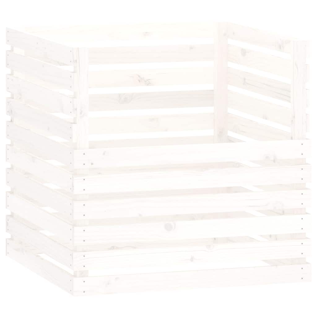 vidaXL Kompostownik, biały, 80x80x78 cm, lite drewno sosnowe