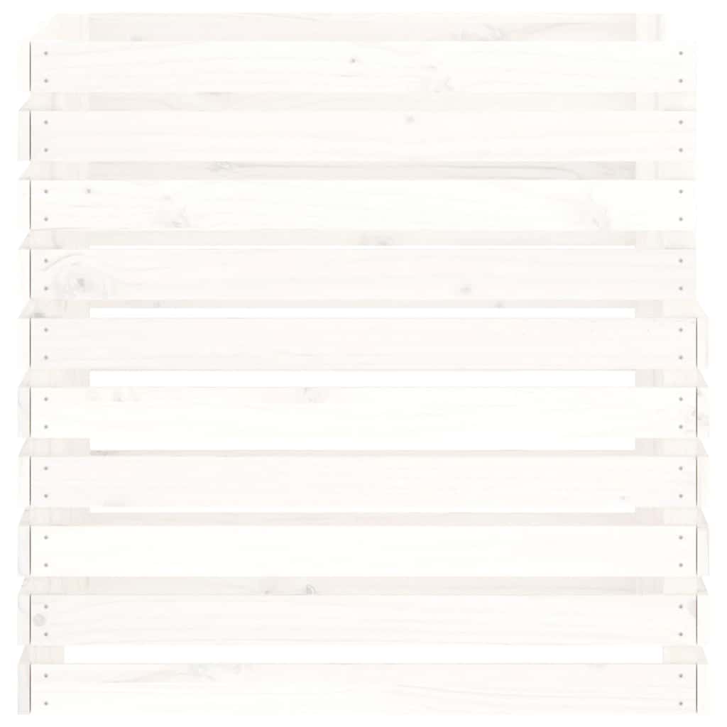 vidaXL Kompostownik, biały, 80x80x78 cm, lite drewno sosnowe