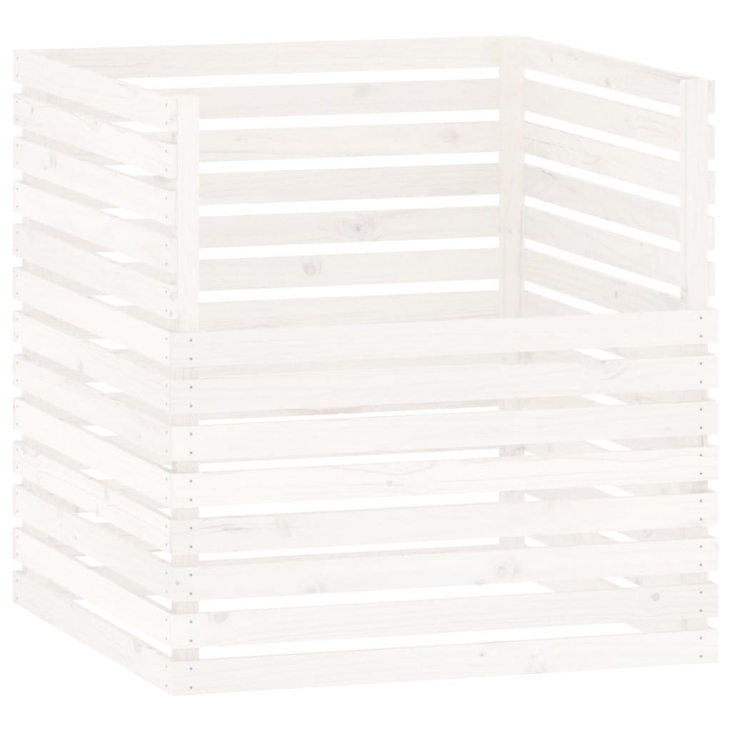 vidaXL Kompostownik, biały, 100x100x102 cm, lite drewno sosnowe