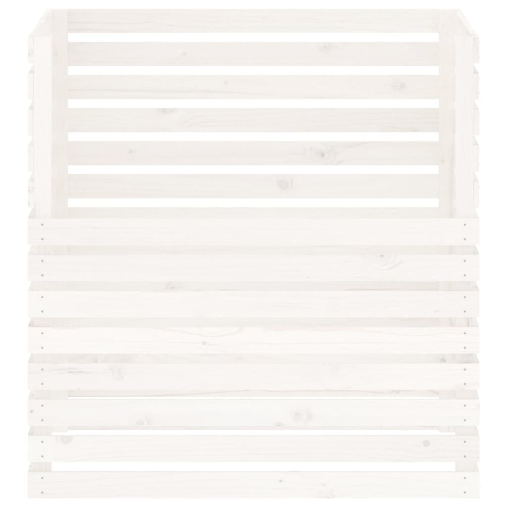 vidaXL Kompostownik, biały, 100x100x102 cm, lite drewno sosnowe