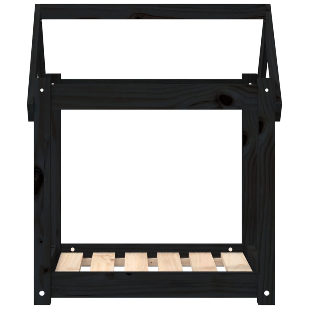 vidaXL Legowisko dla psa, czarne, 61x50x70 cm, lite drewno sosnowe