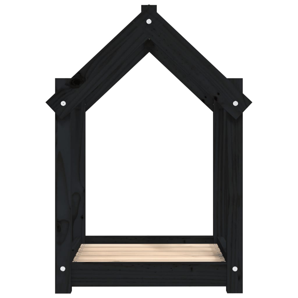 vidaXL Legowisko dla psa, czarne, 61x50x70 cm, lite drewno sosnowe