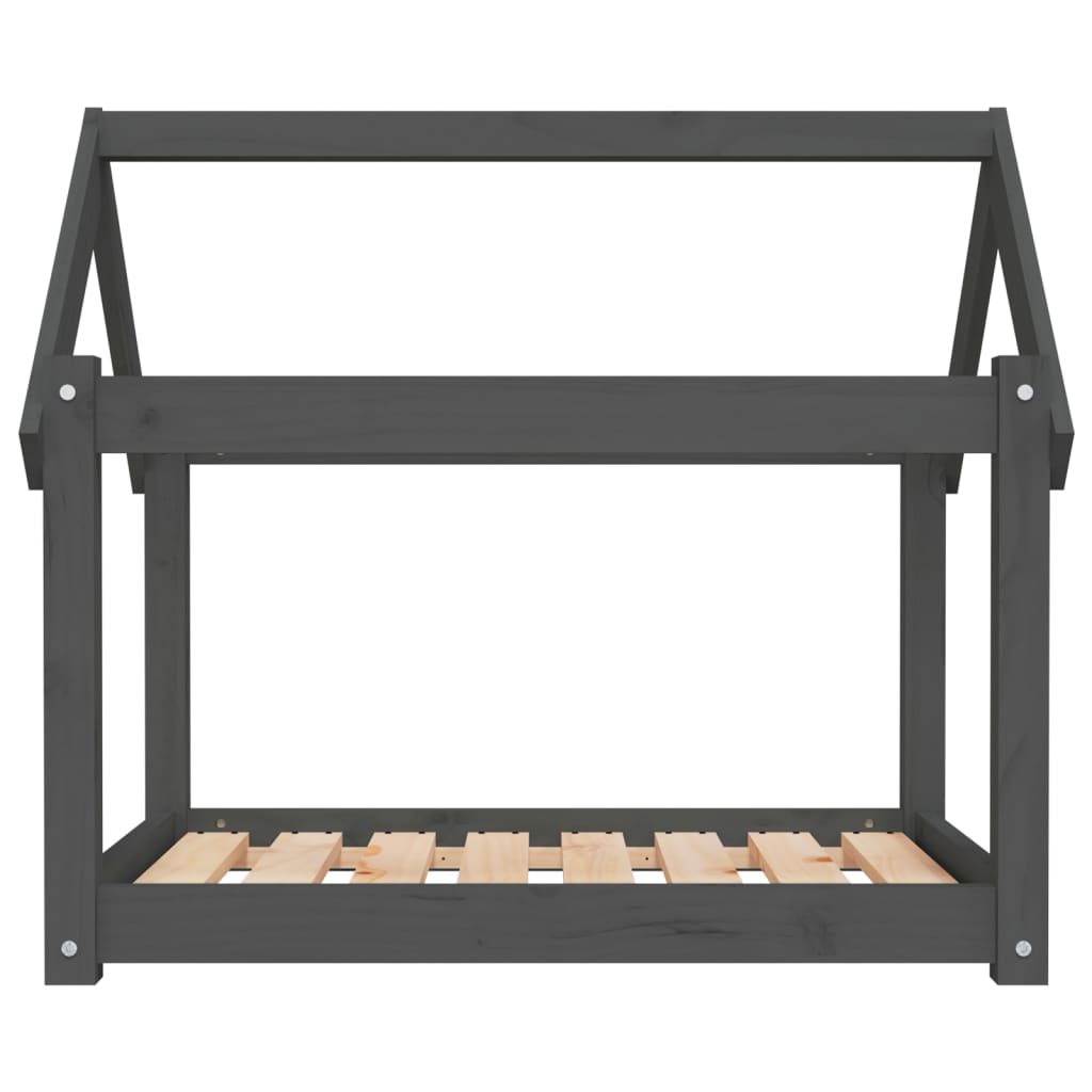vidaXL Legowisko dla psa, szare,81x60x70 cm, lite drewno sosnowe