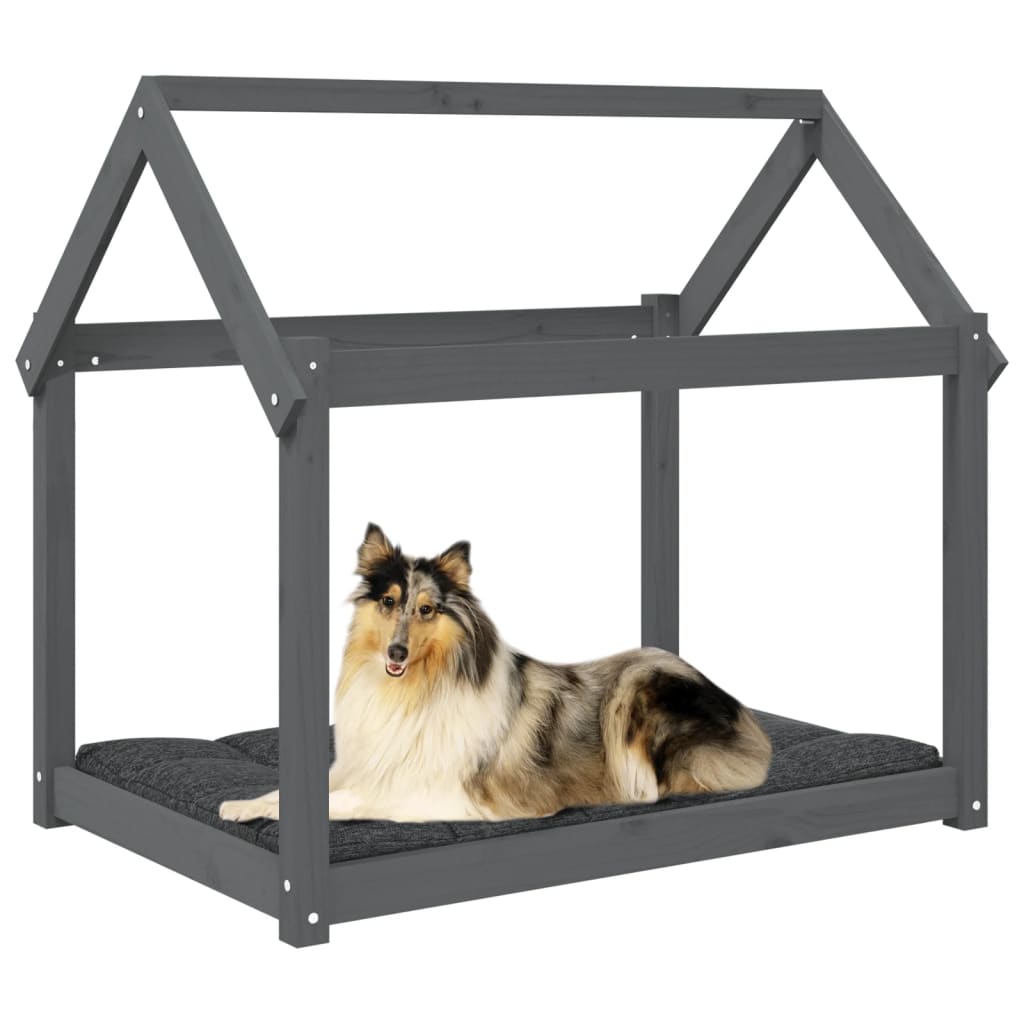 vidaXL Legowisko dla psa, szare, 101x70x90 cm, lite drewno sosnowe