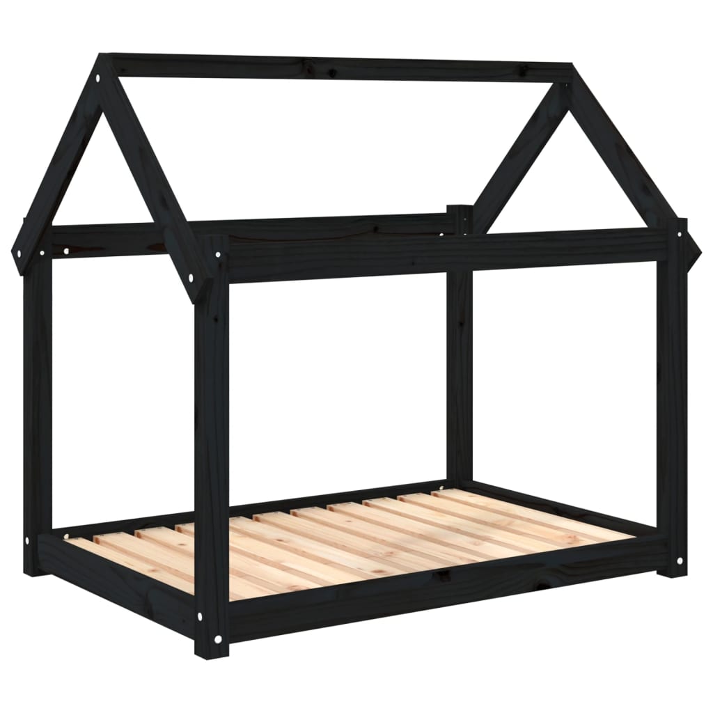 vidaXL Legowisko dla psa, czarne, 101x70x90cm, lite drewno sosnowe