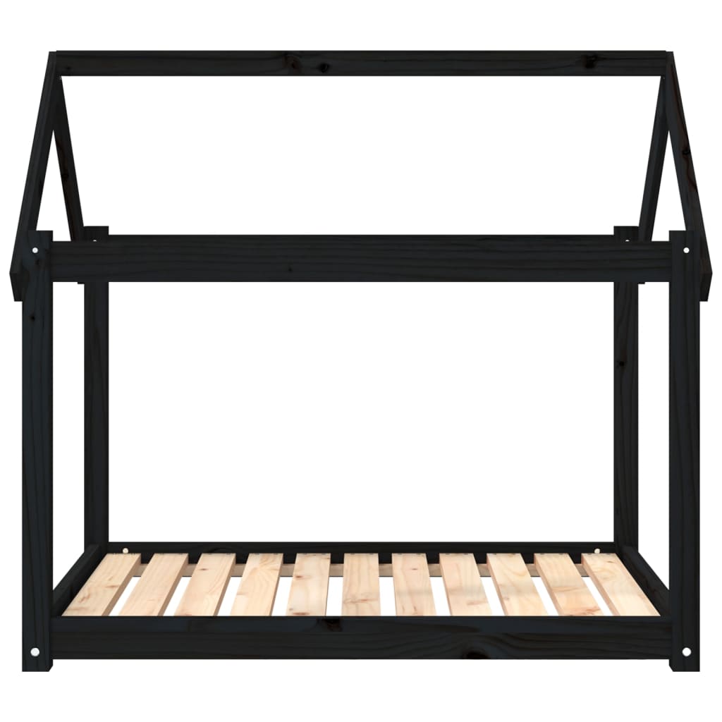 vidaXL Legowisko dla psa, czarne, 101x70x90cm, lite drewno sosnowe