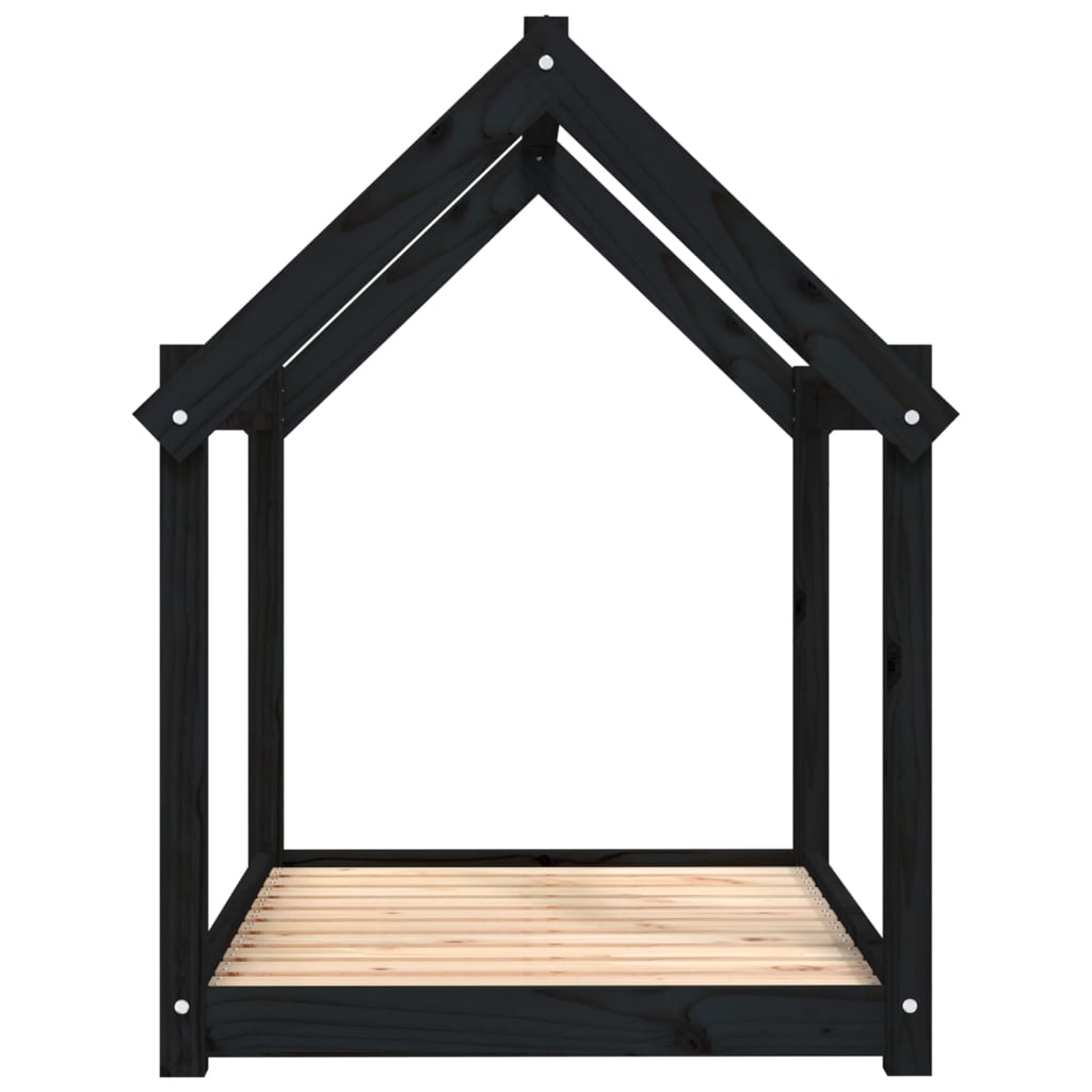 vidaXL Legowisko dla psa, czarne, 101x70x90cm, lite drewno sosnowe