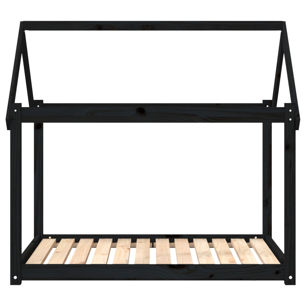 vidaXL Legowisko dla psa, czarne, 111x80x100cm, lite drewno sosnowe