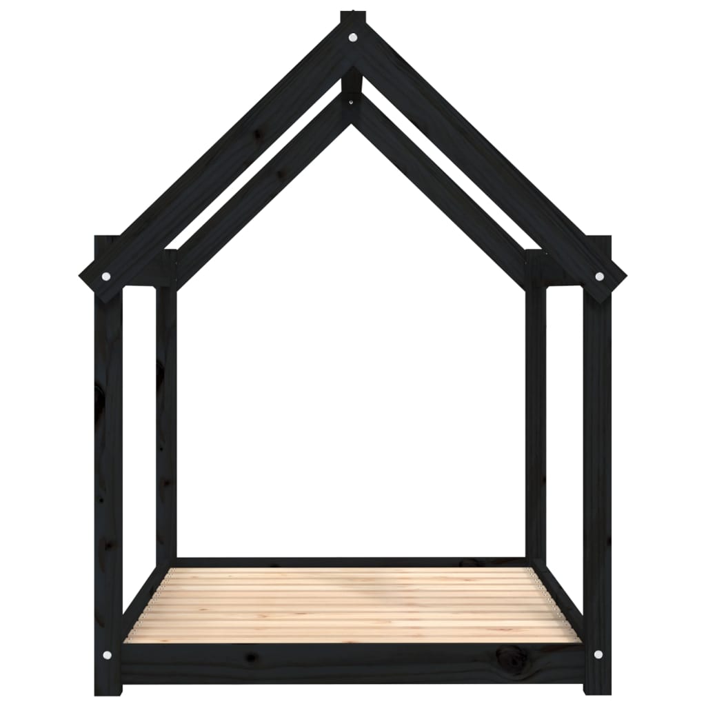 vidaXL Legowisko dla psa, czarne, 111x80x100cm, lite drewno sosnowe