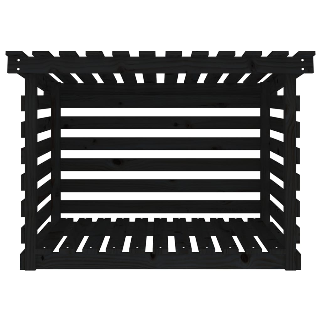 vidaXL Stojak na drewno, czarny, 108x73x79 cm, lite drewno sosnowe