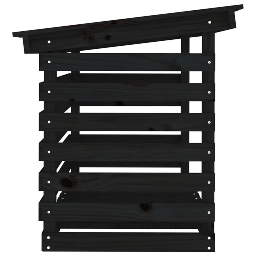 vidaXL Stojak na drewno, czarny, 108x73x79 cm, lite drewno sosnowe
