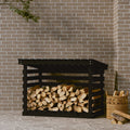 vidaXL Stojak na drewno, czarny, 108x73x79 cm, lite drewno sosnowe