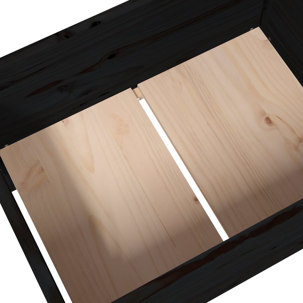 vidaXL Donica, czarna, 178,5x44x75 cm, lite drewno sosnowe