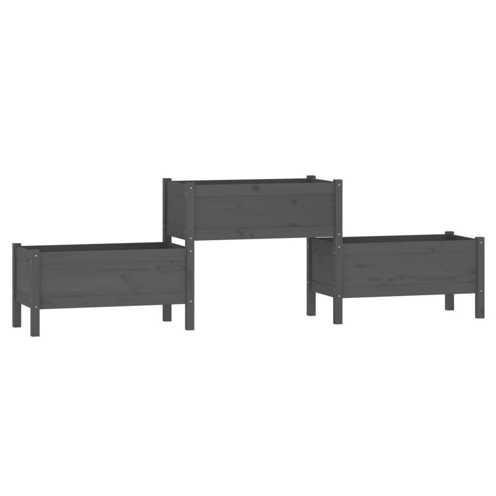 vidaXL Donica, szara, 245,5x44x75 cm, lite drewno sosnowe