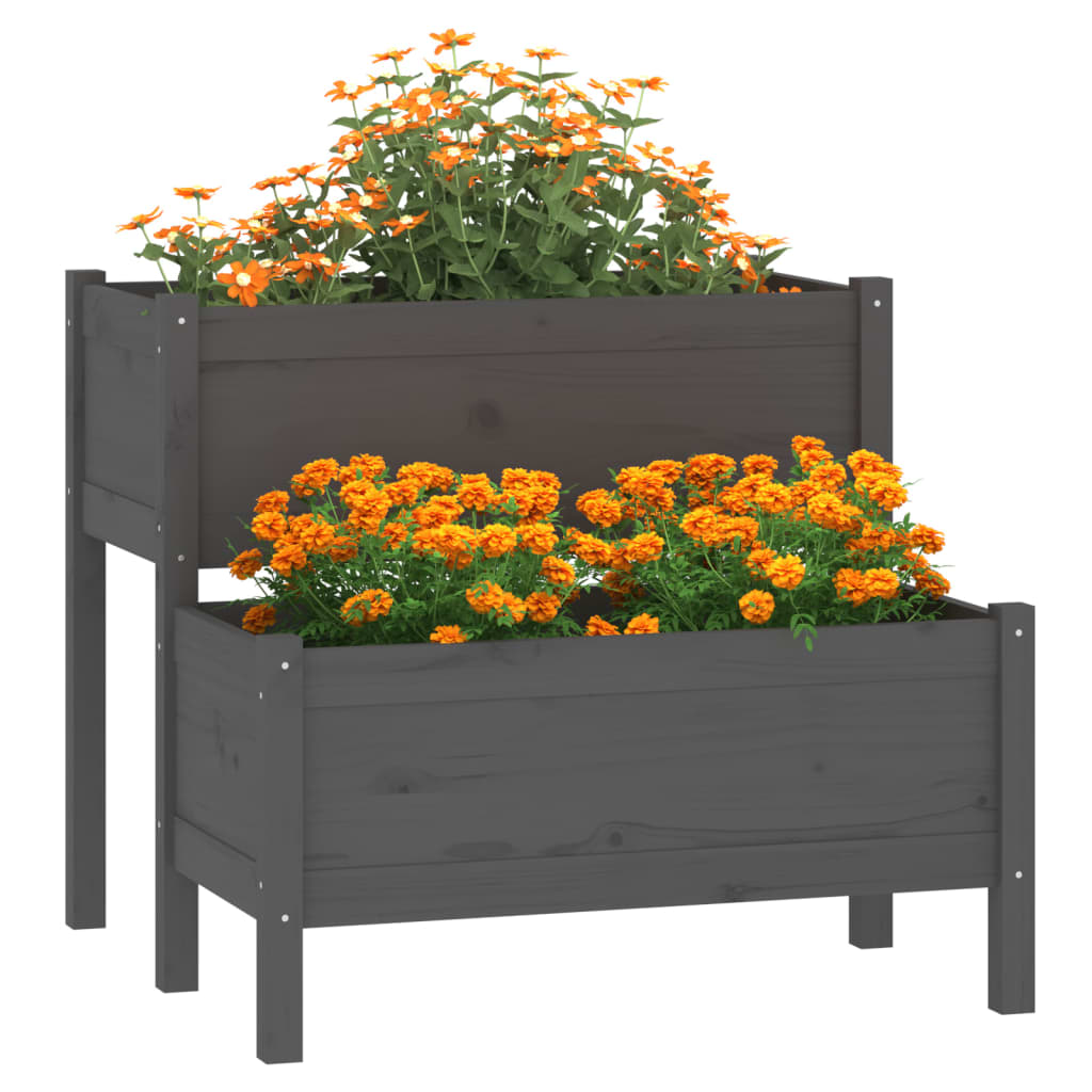 vidaXL Donica, szara, 84,5x84x75 cm, lite drewno sosnowe