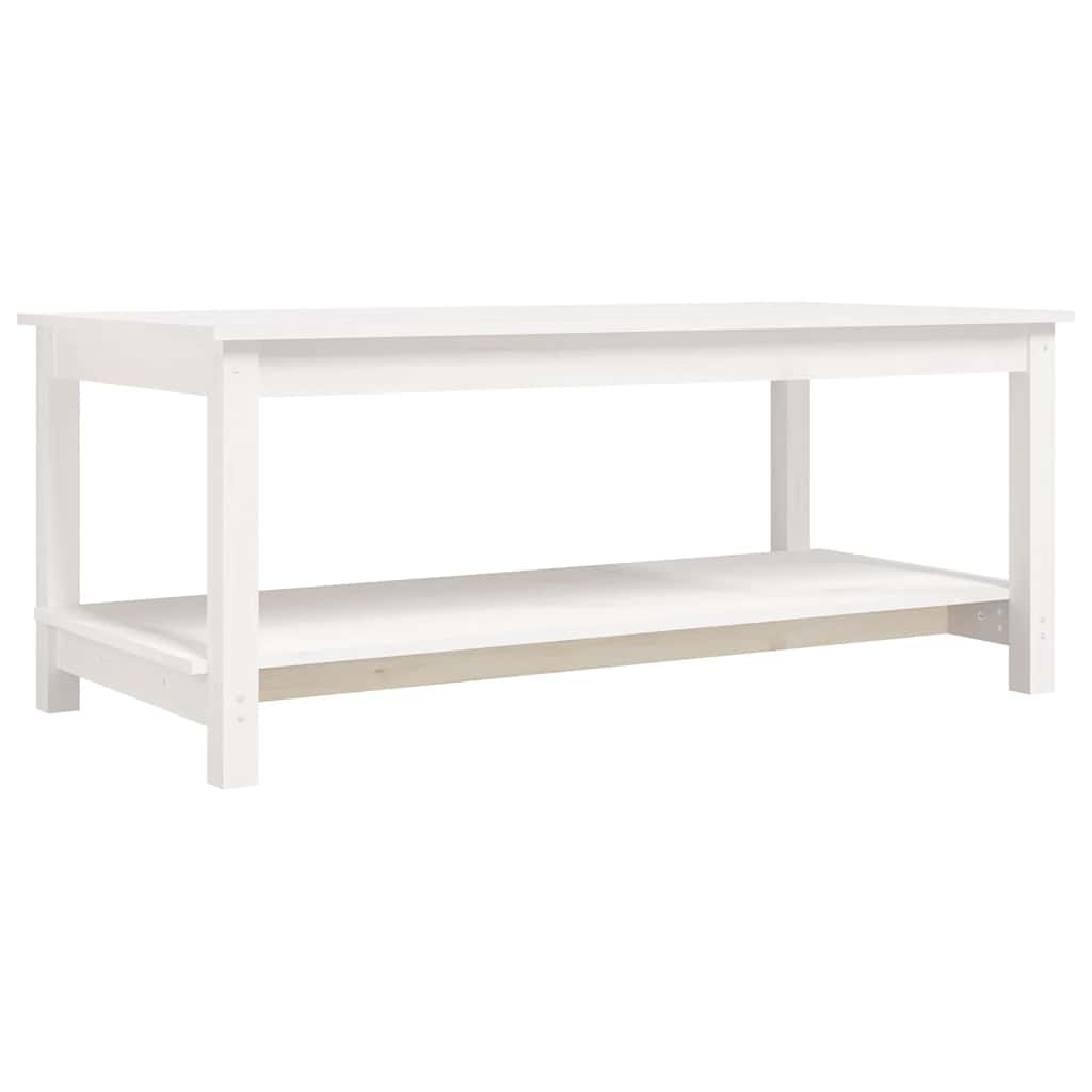 vidaXL Stolik kawowy, biały, 110x55x45 cm, lite drewno sosnowe