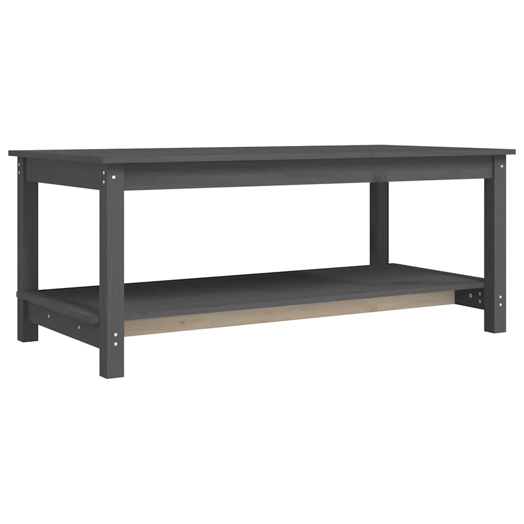 vidaXL Stolik kawowy, szary, 110x55x45 cm, lite drewno sosnowe