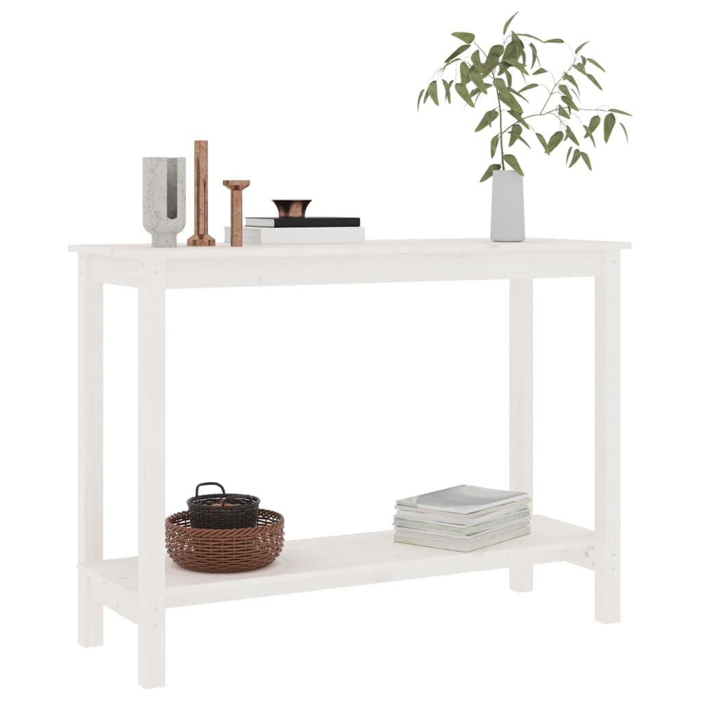 vidaXL Stolik konsolowy, biały, 110x40x80 cm, lite drewno sosnowe