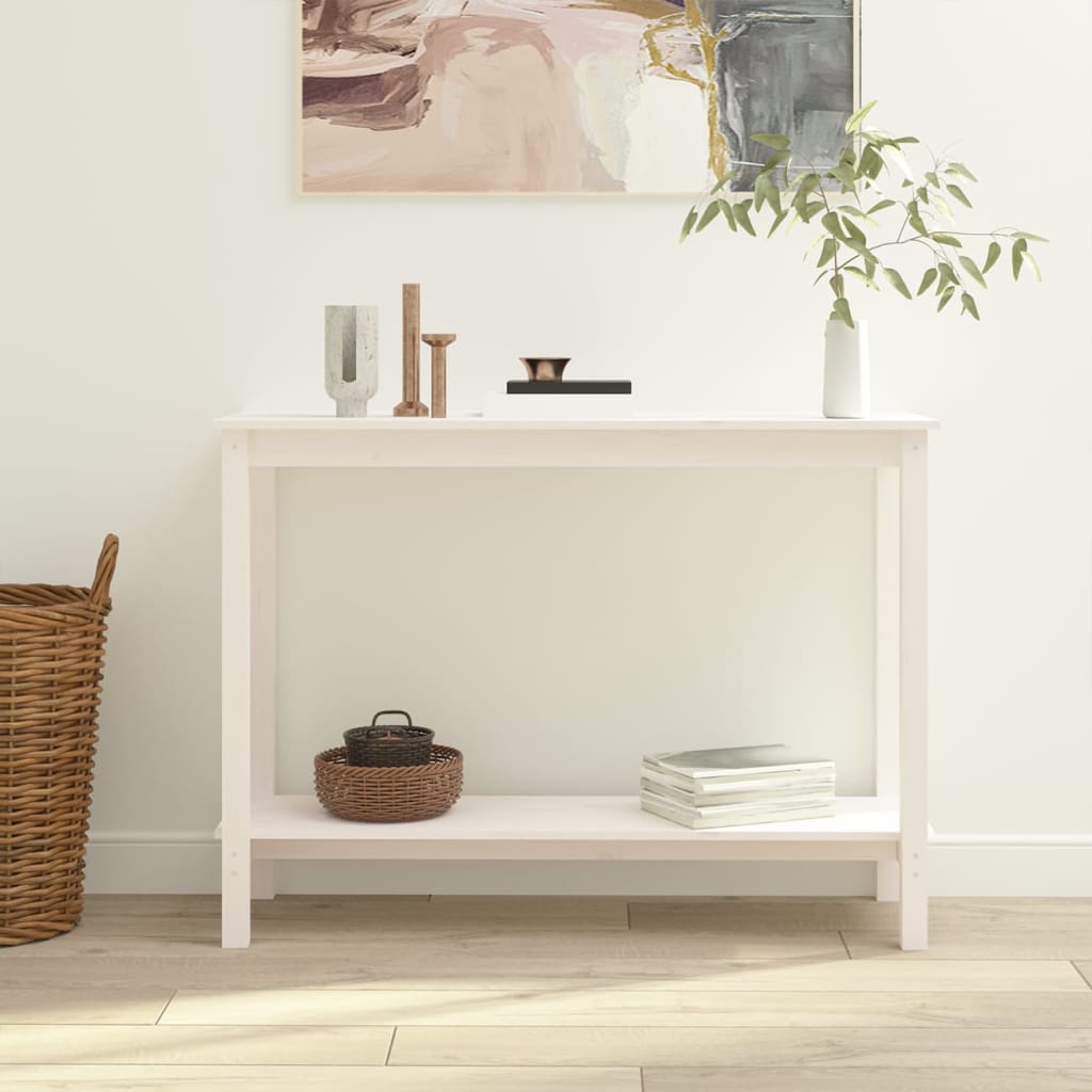 vidaXL Stolik konsolowy, biały, 110x40x80 cm, lite drewno sosnowe