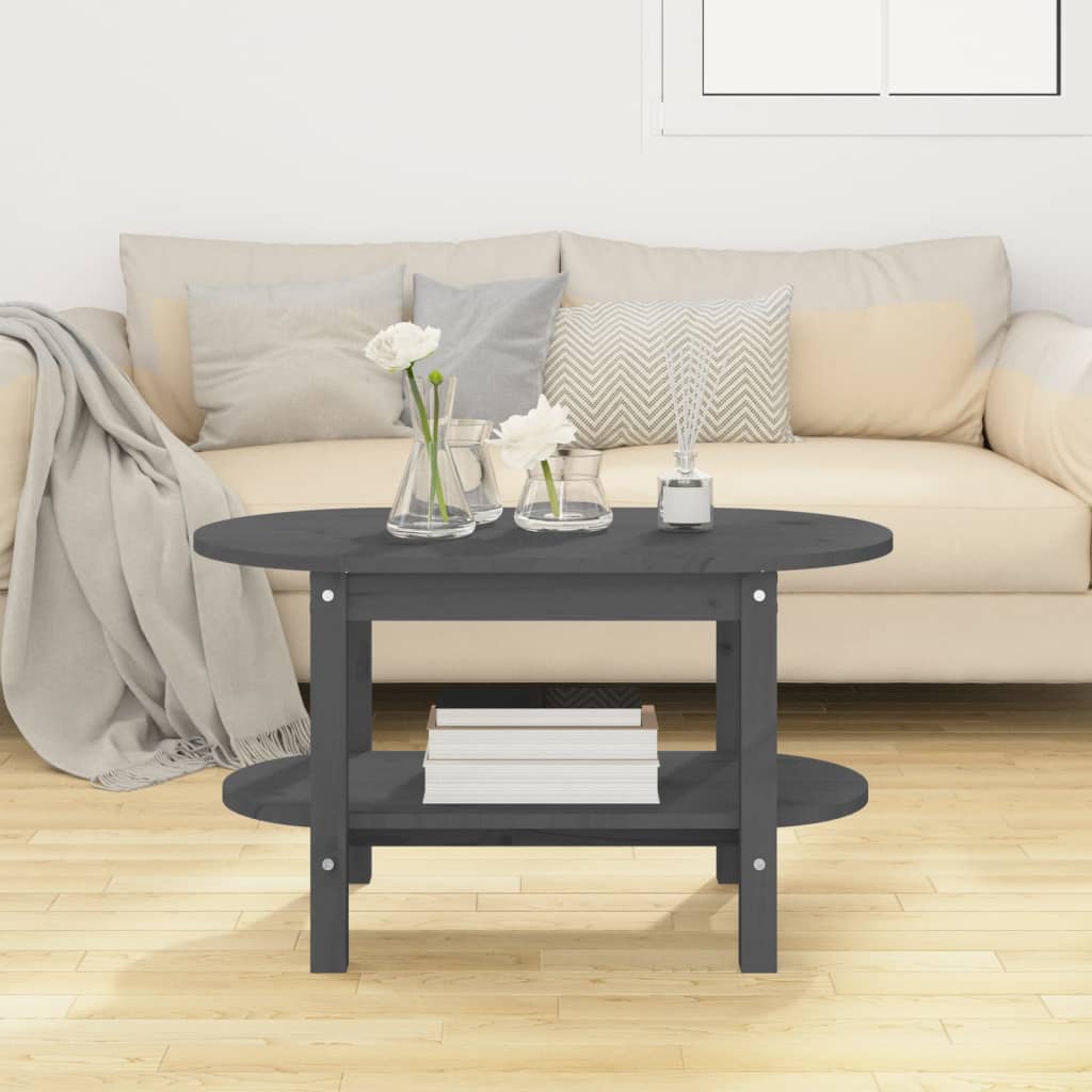 vidaXL Stolik kawowy, szary, 80x45x45 cm, lite drewno sosnowe