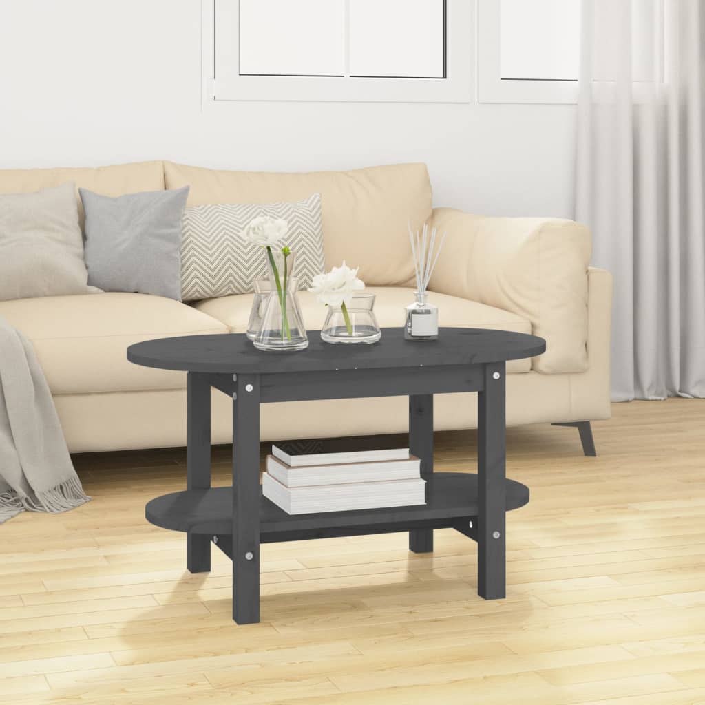 vidaXL Stolik kawowy, szary, 80x45x45 cm, lite drewno sosnowe