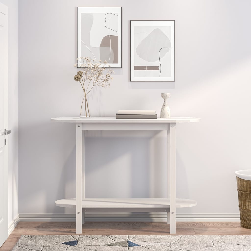 vidaXL Stolik konsolowy, biały, 110x40x80 cm, lite drewno sosnowe