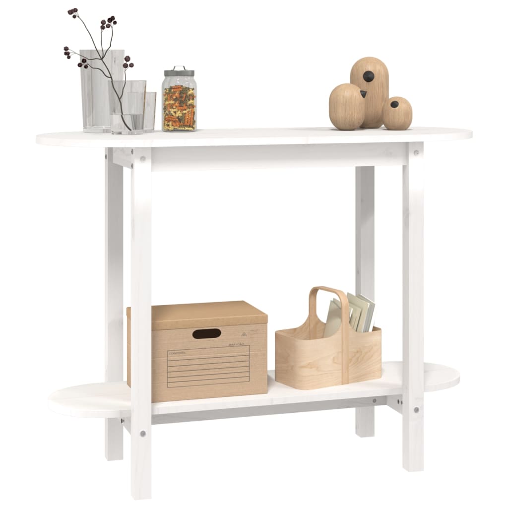vidaXL Stolik konsolowy, biały, 110x40x80 cm, lite drewno sosnowe