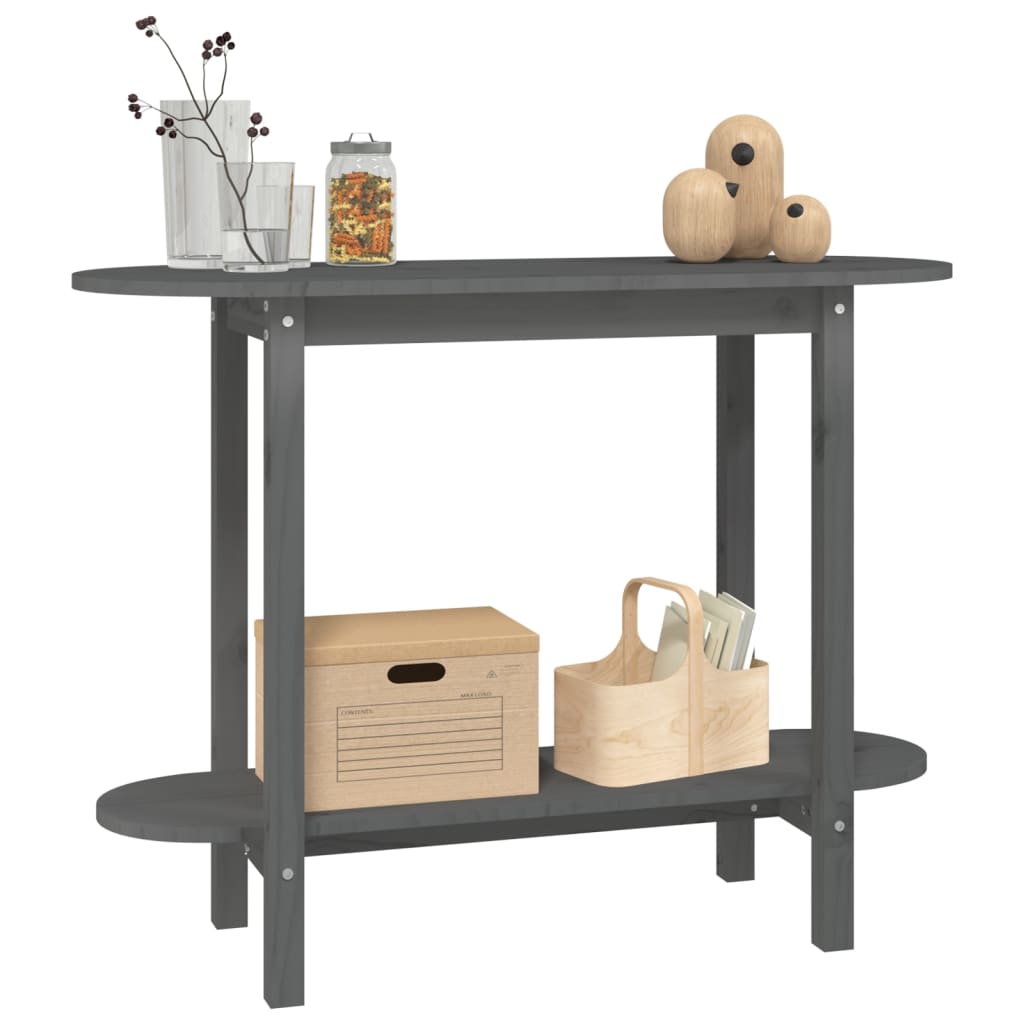 vidaXL Stolik konsolowy, szary, 110x40x80 cm, lite drewno sosnowe