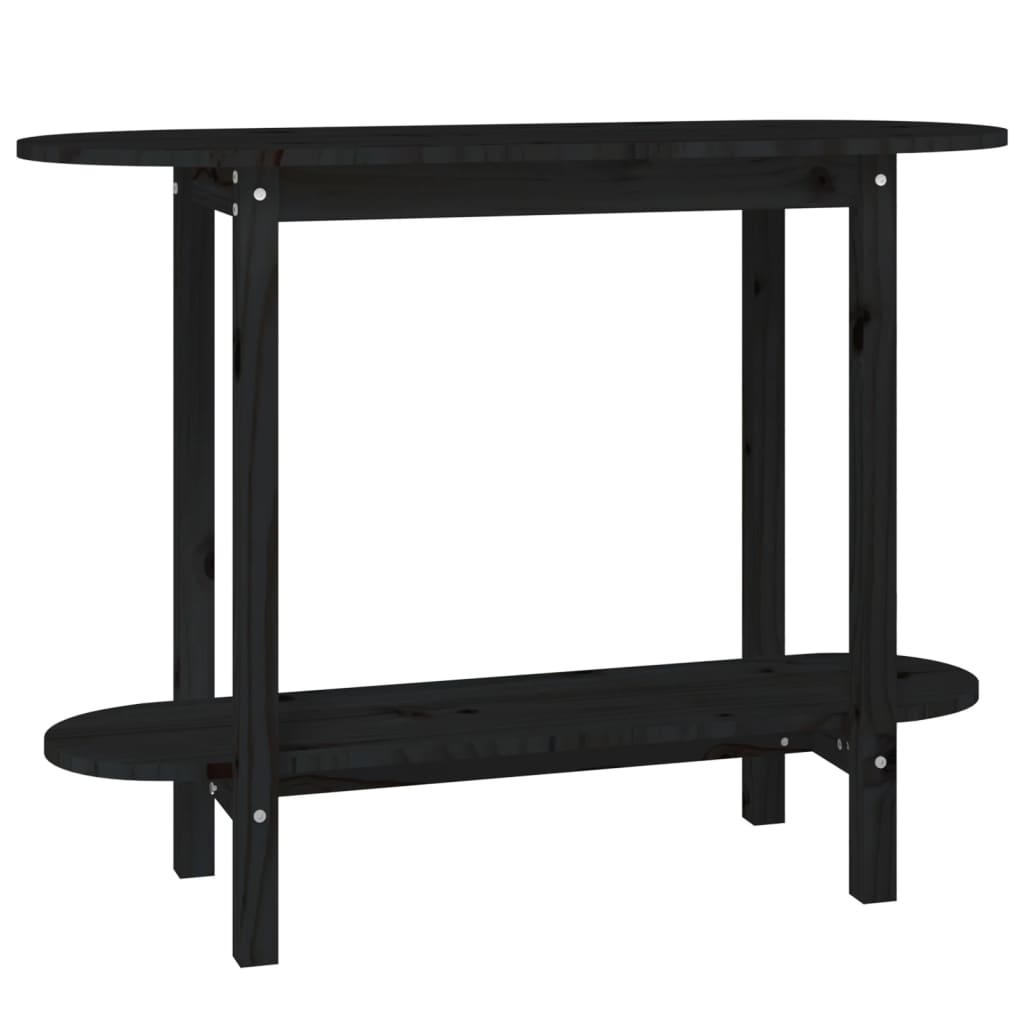 vidaXL Stolik konsolowy, czarny, 110x40x80 cm, lite drewno sosnowe