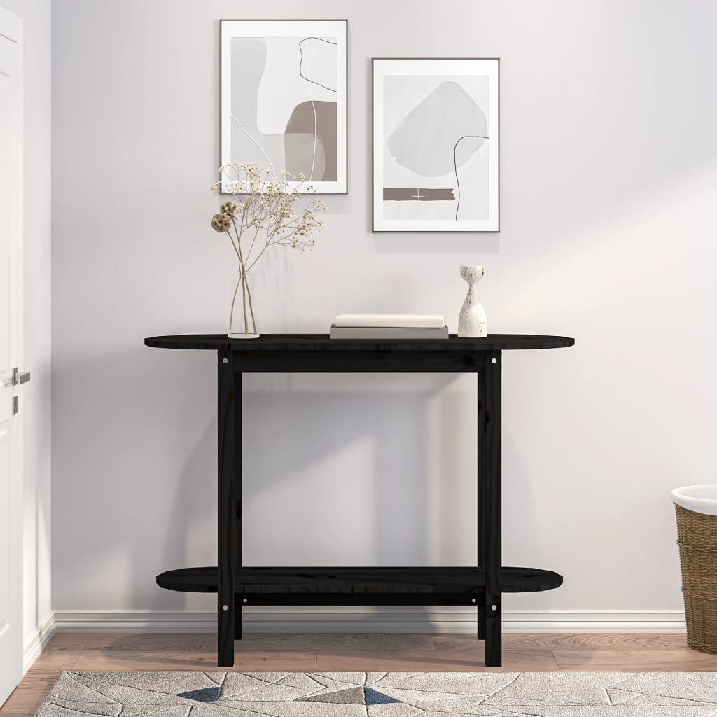 vidaXL Stolik konsolowy, czarny, 110x40x80 cm, lite drewno sosnowe
