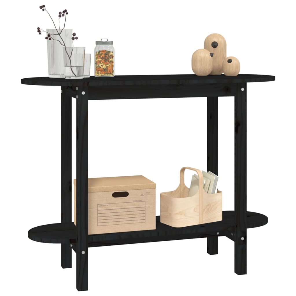 vidaXL Stolik konsolowy, czarny, 110x40x80 cm, lite drewno sosnowe