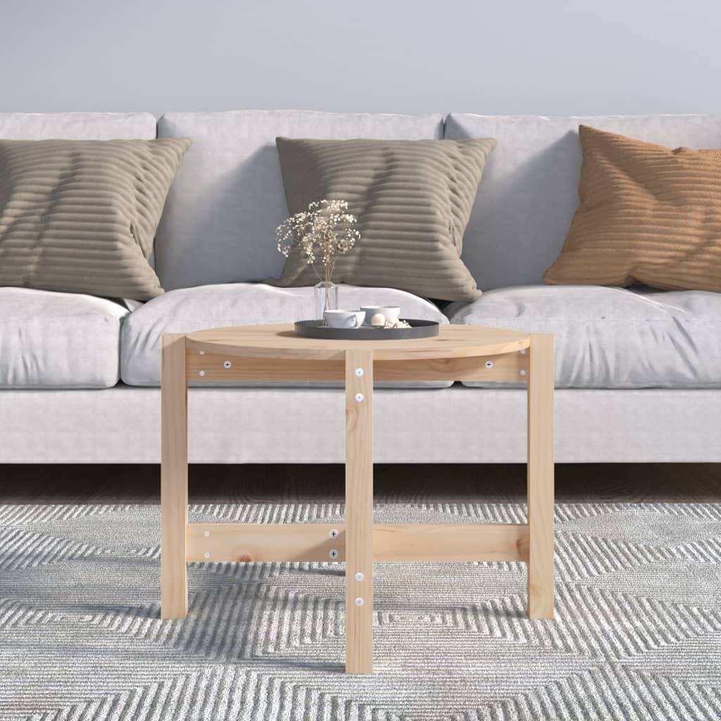 vidaXL Stolik kawowy, Ø 62,5x45 cm, lite drewno sosnowe