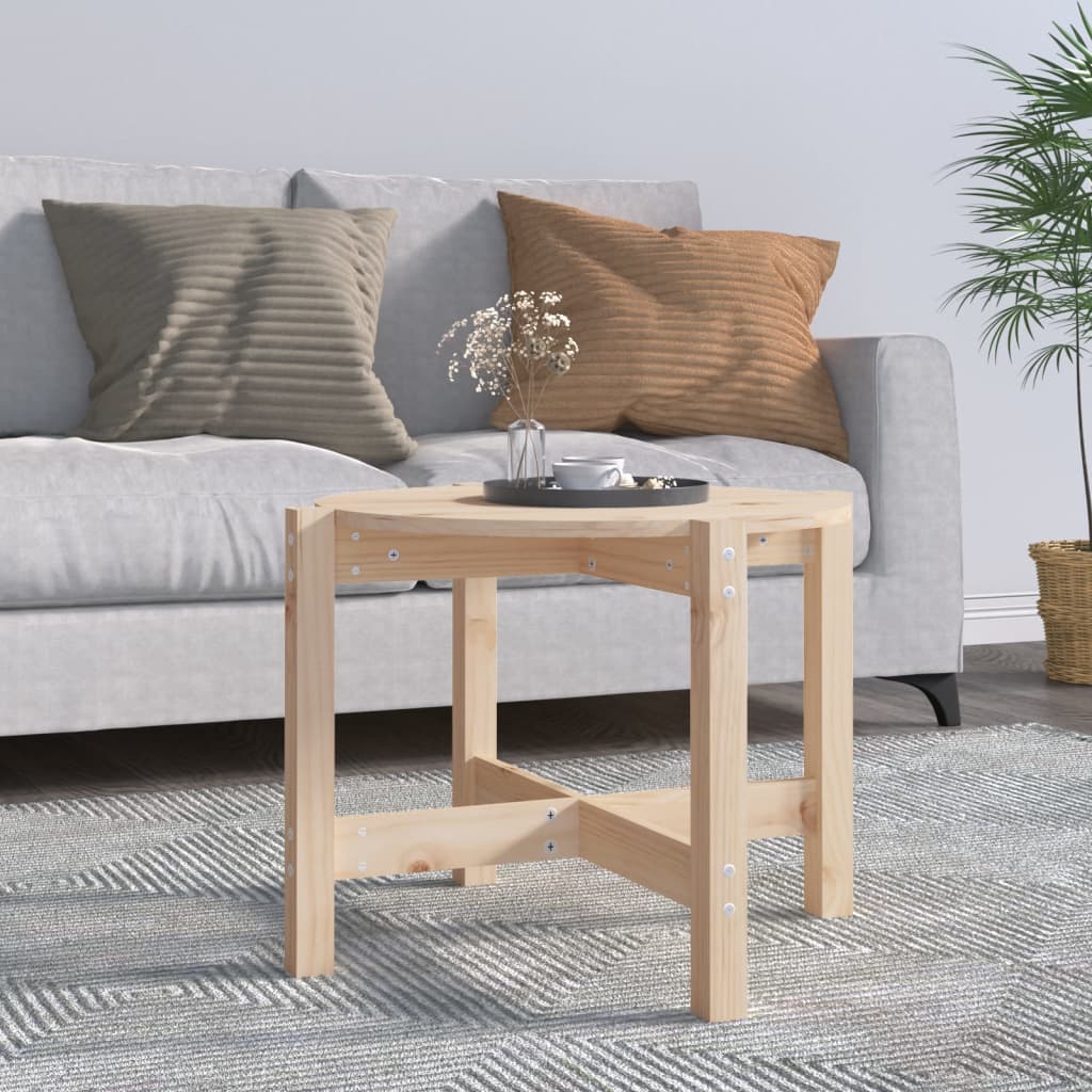 vidaXL Stolik kawowy, Ø 62,5x45 cm, lite drewno sosnowe