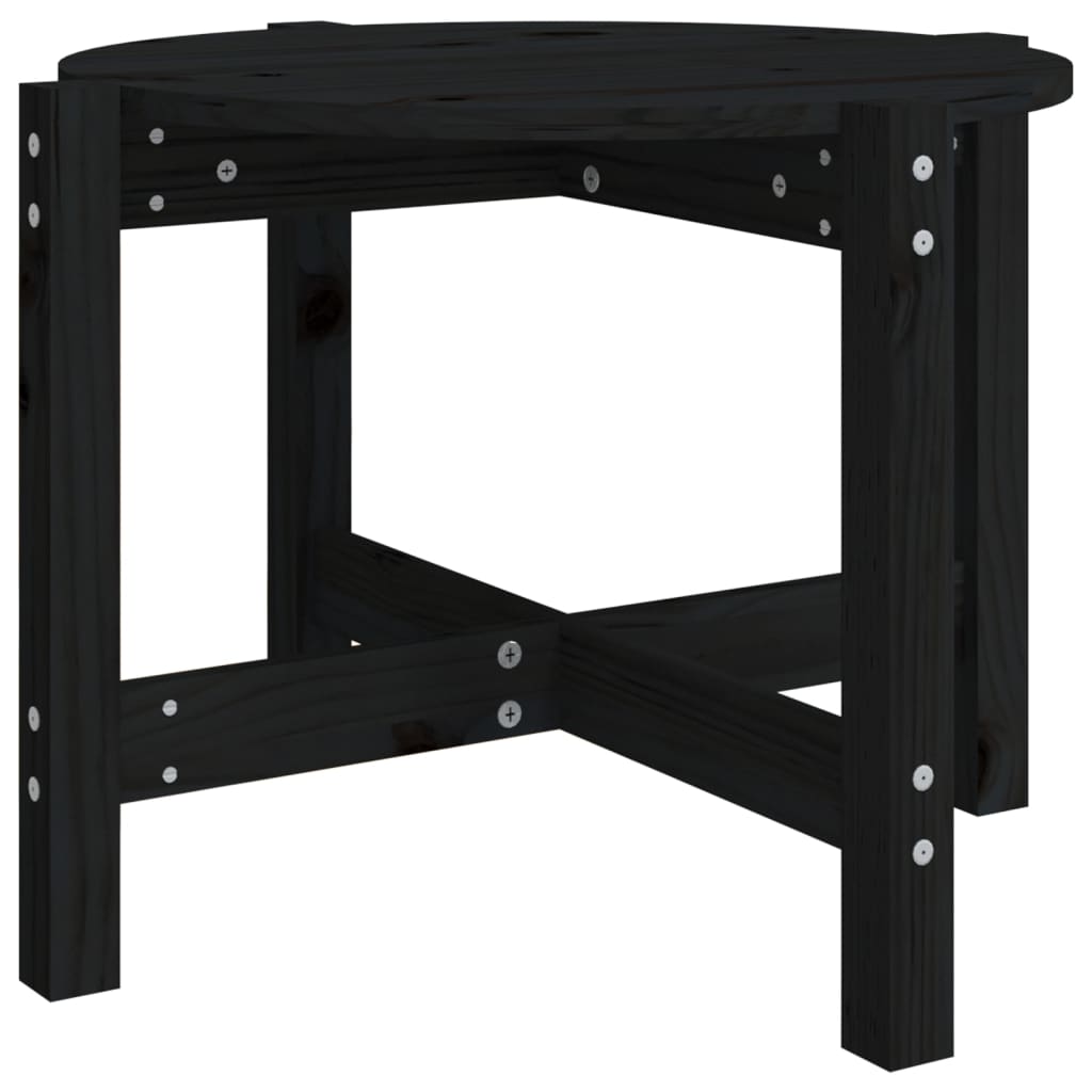 vidaXL Stolik kawowy, czarny, Ø 62,5x45 cm, lite drewno sosnowe