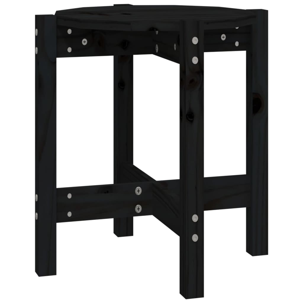 vidaXL Stolik kawowy, czarny, Ø 42,5x45 cm, lite drewno sosnowe