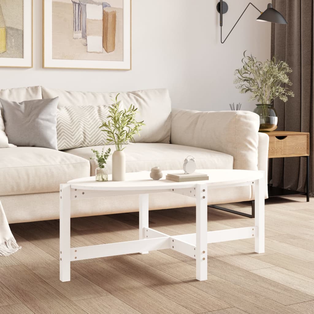 vidaXL Stolik kawowy, biały, 118x63x45 cm, lite drewno sosnowe