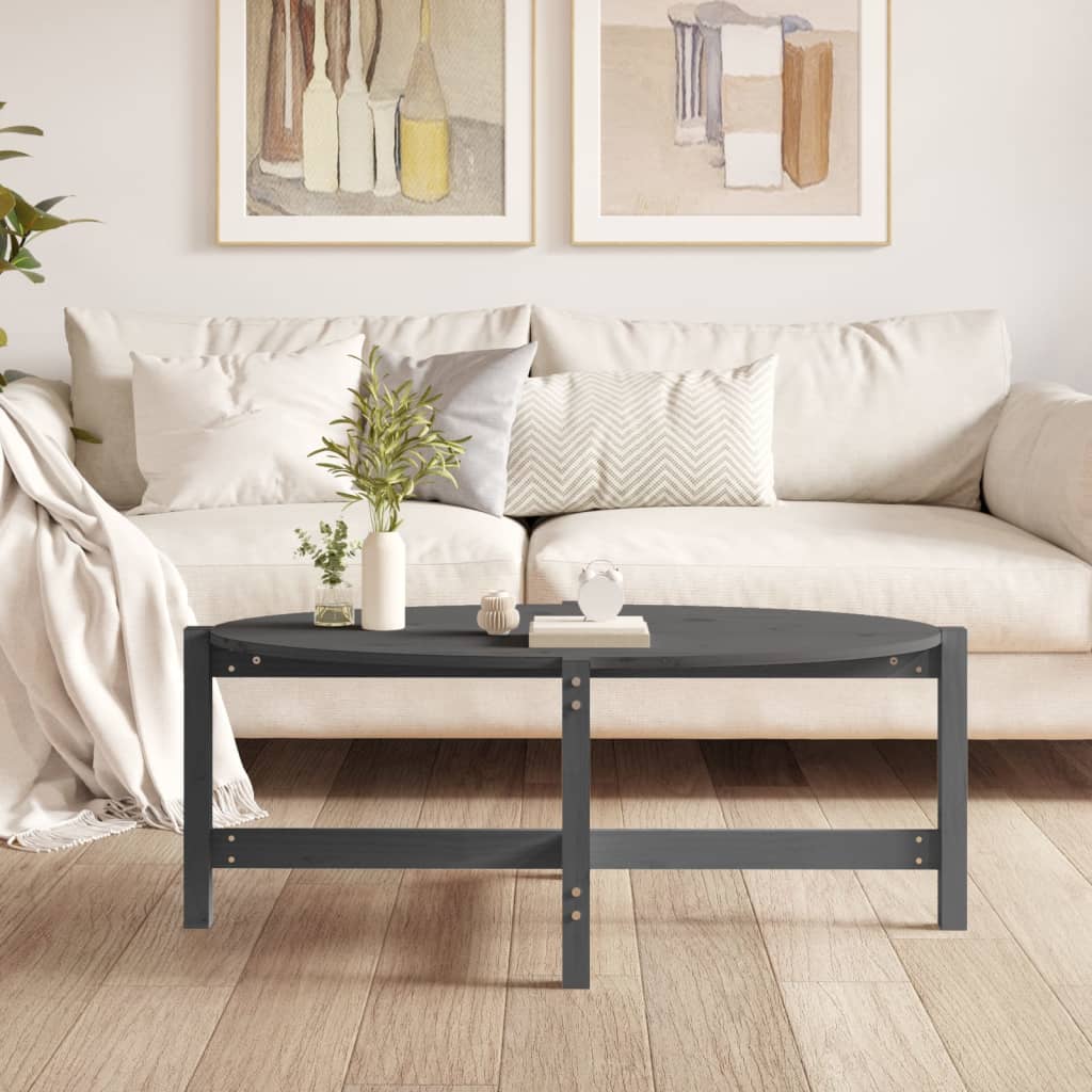 vidaXL Stolik kawowy, szary, 118x63x45 cm, lite drewno sosnowe