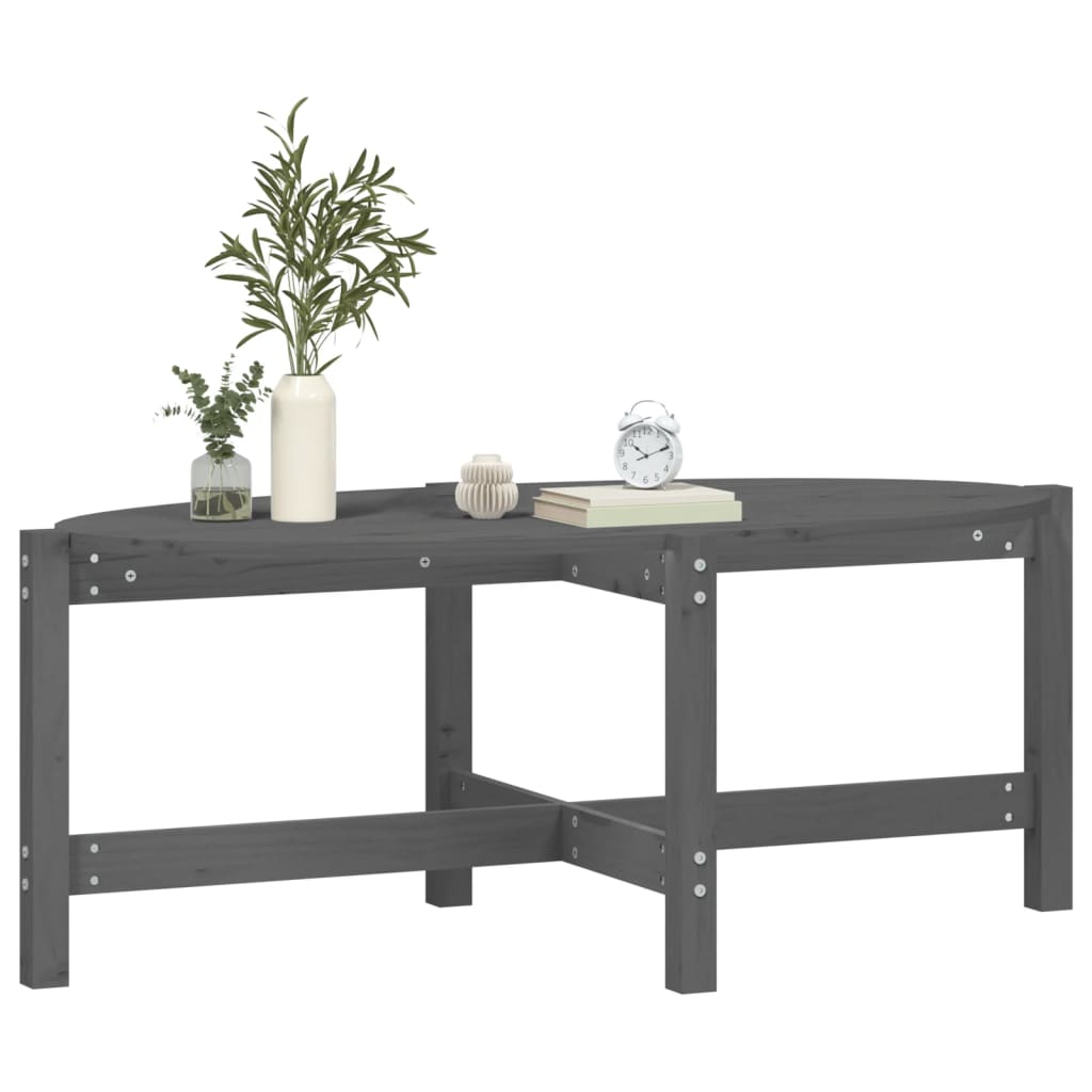 vidaXL Stolik kawowy, szary, 118x63x45 cm, lite drewno sosnowe