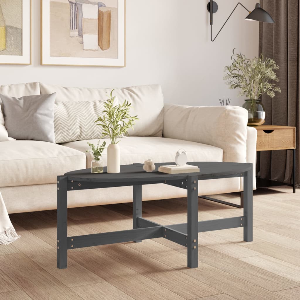 vidaXL Stolik kawowy, szary, 118x63x45 cm, lite drewno sosnowe