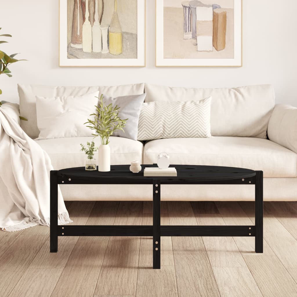 vidaXL Stolik kawowy, czarny, 118x63x45 cm, lite drewno sosnowe