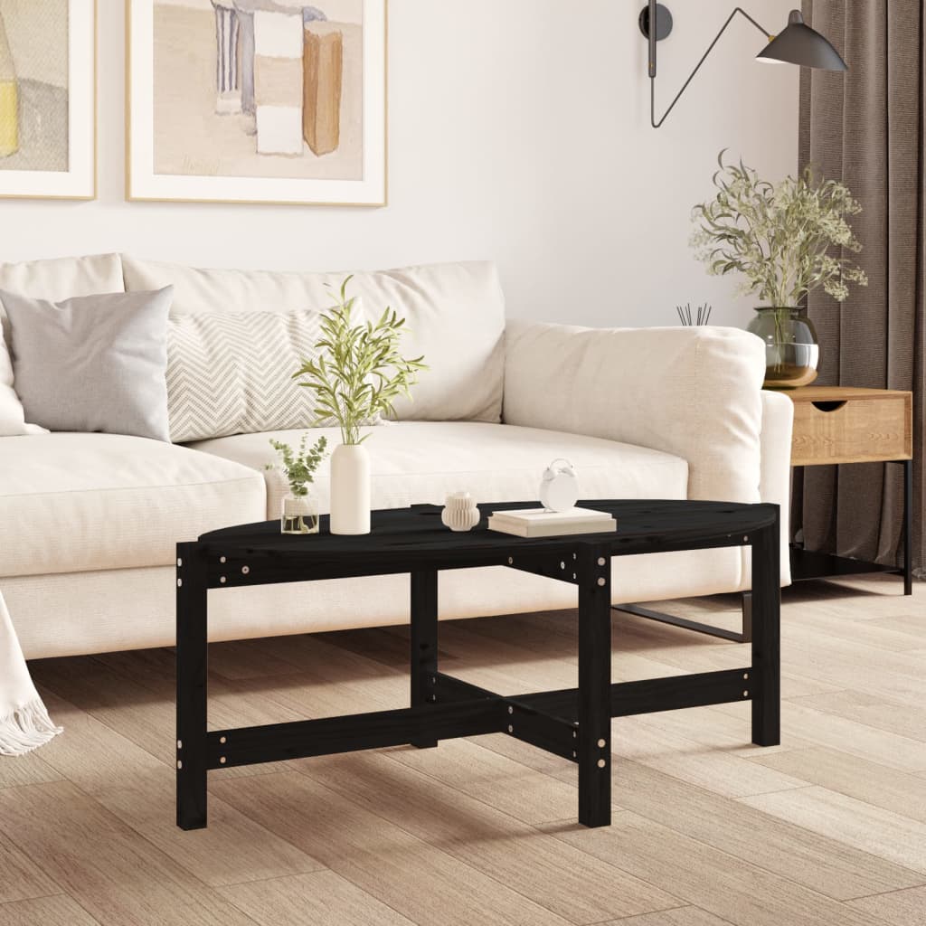 vidaXL Stolik kawowy, czarny, 118x63x45 cm, lite drewno sosnowe
