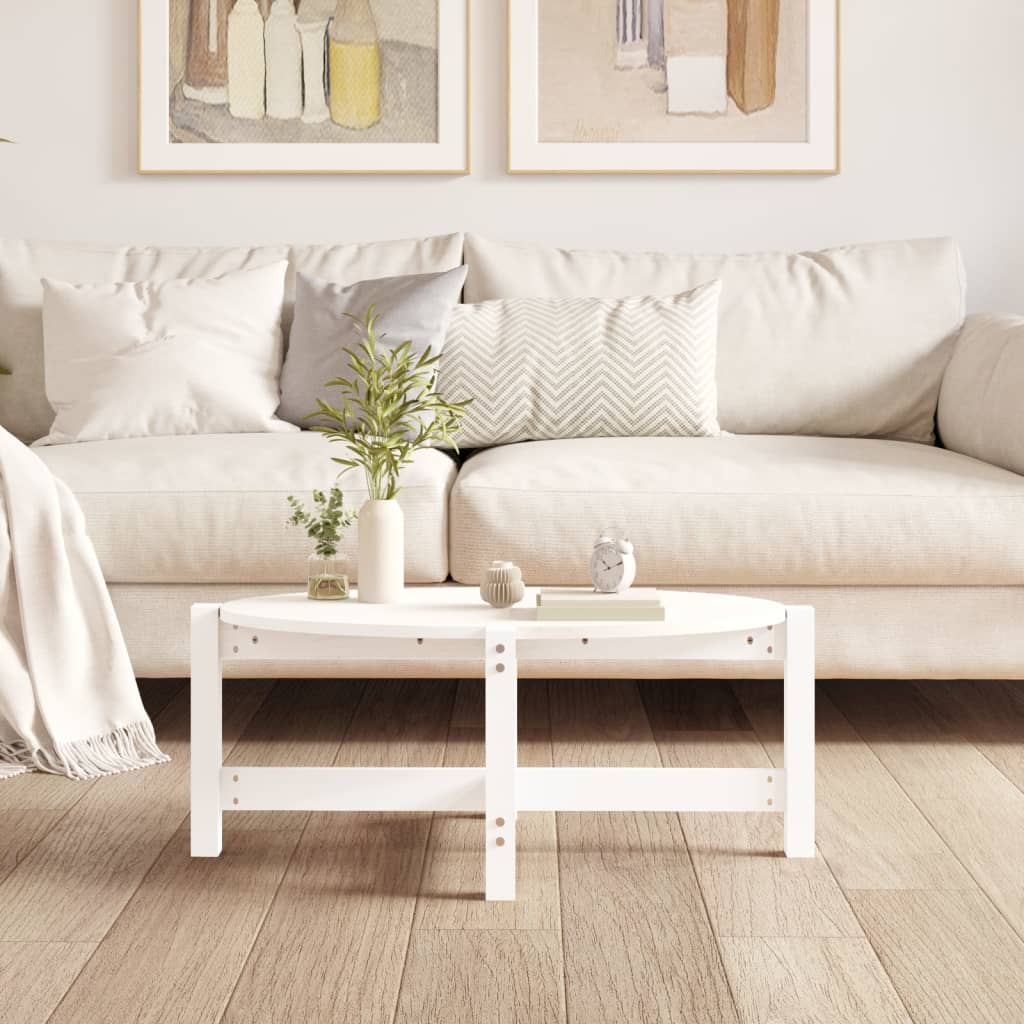 vidaXL Stolik kawowy, biały, 87x48x35 cm, lite drewno sosnowe