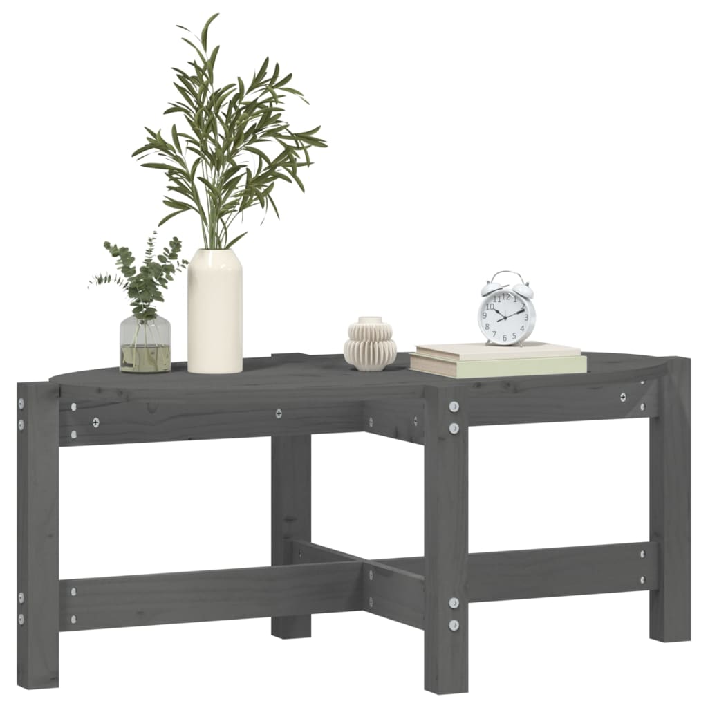 vidaXL Stolik kawowy, szary, 87x48x35 cm, lite drewno sosnowe